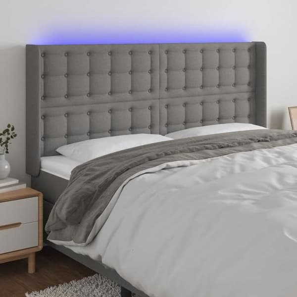 Maison Exclusive - LED-päätyharso Tummanharmaa 203x16x118/128 cm Kangas mörkgrå