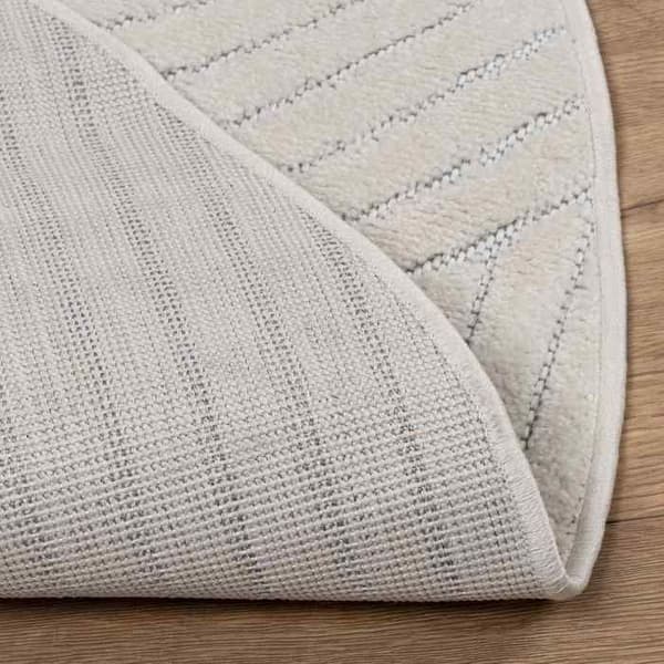 Rundt tæppe - MAISON EXCLUSIVE - PALMERAS - Ø 160 cm - Polyester - Skridsikker bagside Grädde
