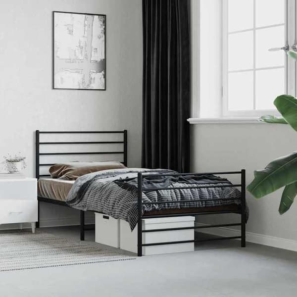 Maison Exclusive - Metal sengestel uden madras med sorte ben 107x203cm
