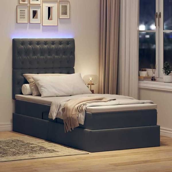 Maison Exclusive - LED opbejdningsseng med madras Mørkegrå 90 x 200 cm Mörkgrå