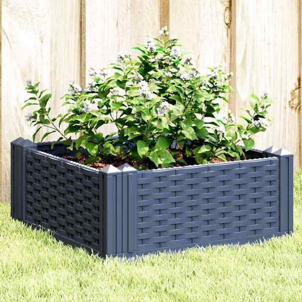 Jardinière - EKSKLUSIV HUS - 42,5x42,5x28,5 cm - blå grå - stødresistent polypropylen - modulær 4 paneler blågrå