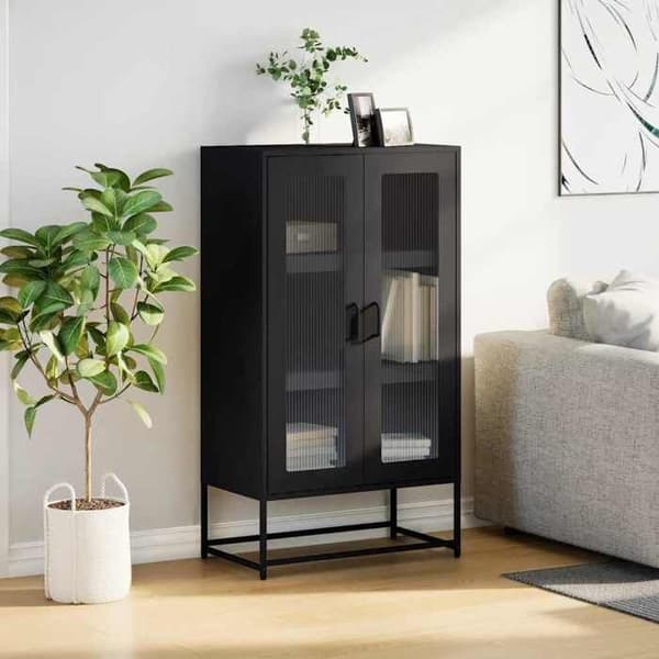 Maison Exclusive - Musta buffet 68x39x123 cm teräksestä