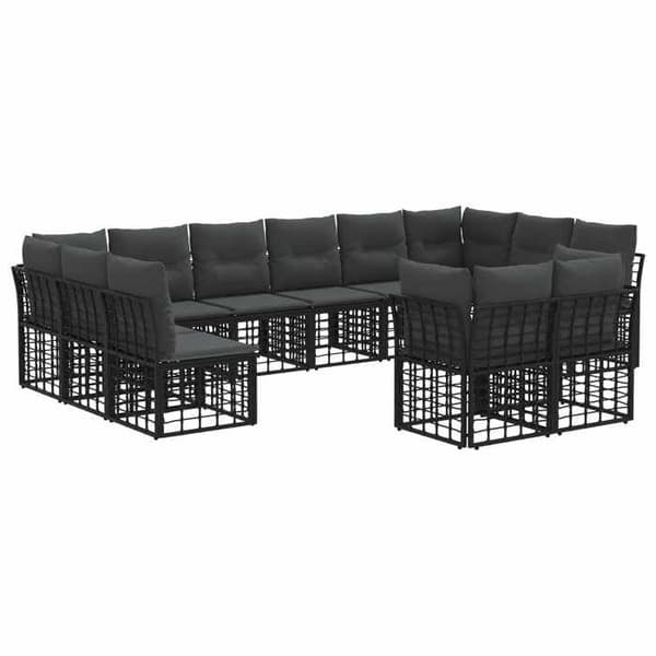 Maison Exclusive - Sæt af udendørs sofaer i sort og mørkegrå polyester
