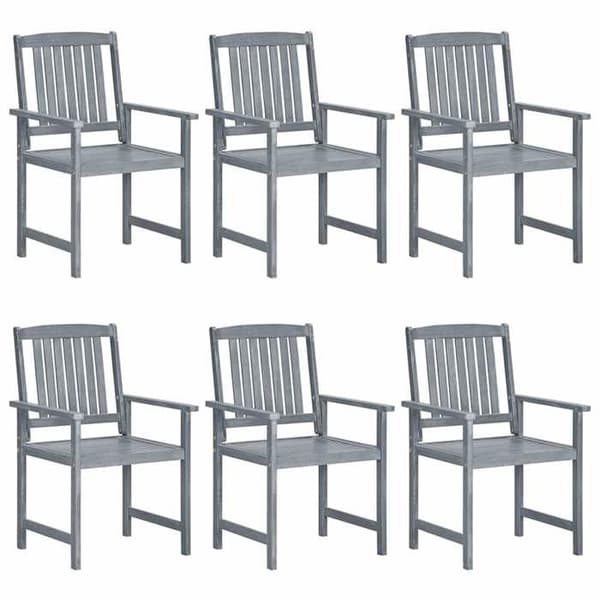 Maison Exclusive - Trädgårdsstolar och kuddar set om 6 Massivt akaciaträ Grå Grå