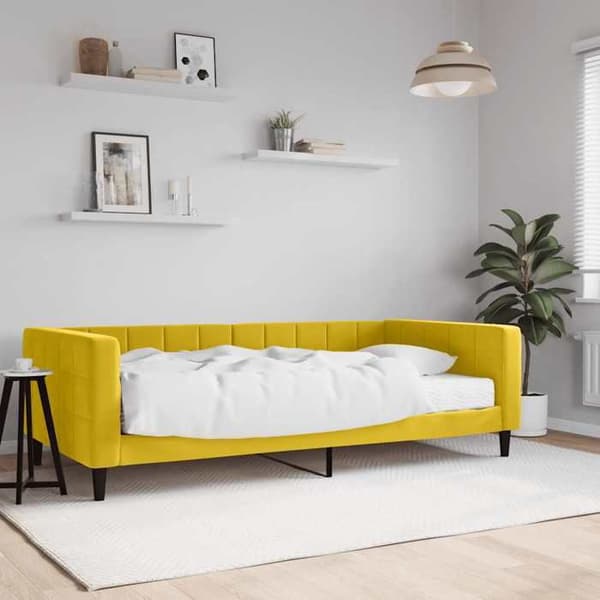 Maison Exclusive - Dagbed med gul madras 100x200 cm fløjl