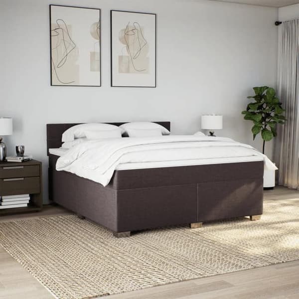 Maison Exclusive - Sengebund med lameller og madras Mørkebrun 180x200 cm