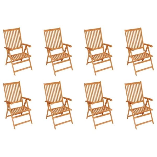 Maison Exclusive - Fällbara lutande fåtöljer med kuddar 8 st massiv teak grå (kuddar)