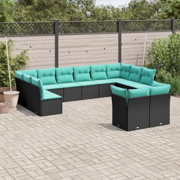 Maison Exclusive - Havegruppe med puder 12 stk sort flettet harv
