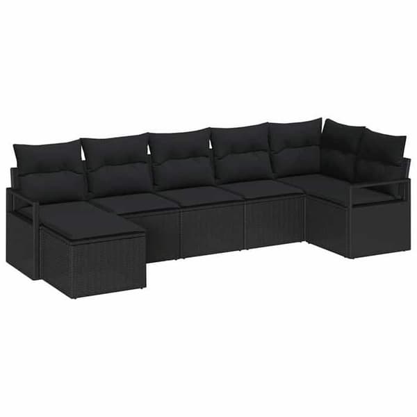 Maison Exclusive - 7 osan sohvasetti musta polyrottinki