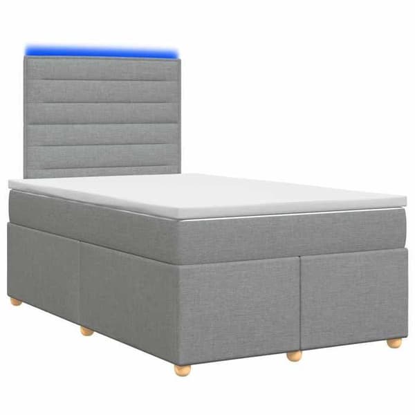 Sängram med madrass - EXKLUSIV HEM - Boxspring-säng - Ljusgrå - Tyg - LED USB Ljusgrått
