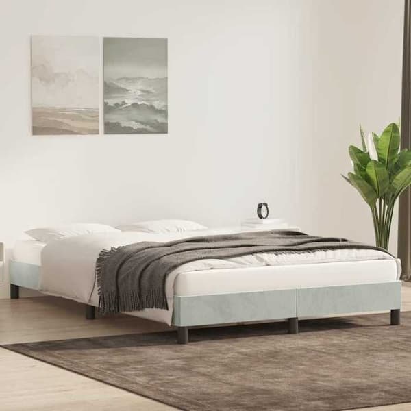 Maison Exclusive - Sängram utan madrass ljusgrå 160x210 cm sammet Ljusgrått