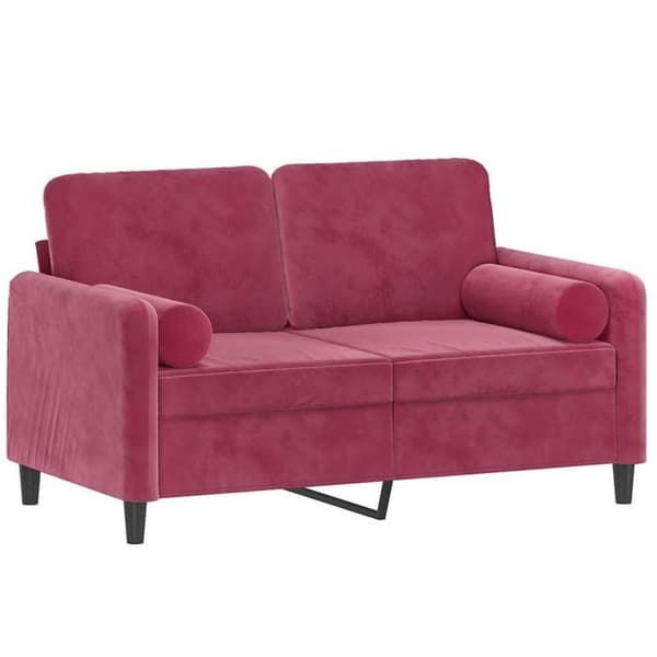 Maison Exclusive - Soffa 2 platser med bordeaux kuddar 120 cm sammet