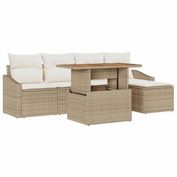 Maison Exclusive - 6 osan puutarhakalustesarja Beige ja kerma