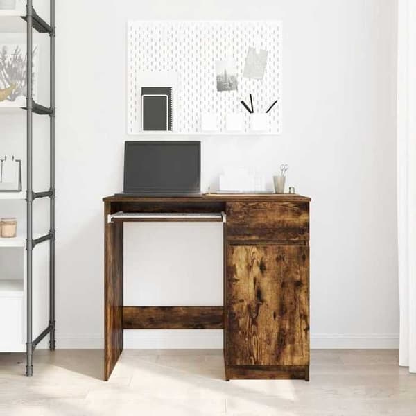 Maison Exclusive - Røget egetræ skrivebord 86x49x76 cm ingeniørtræ Rökt ek