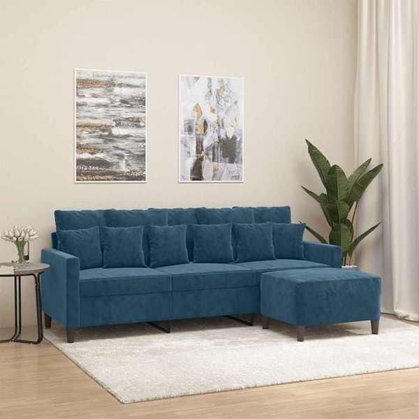 Maison Exclusive - 3-paikkainen sohva jalkatuella Sininen 180 cm Sametti