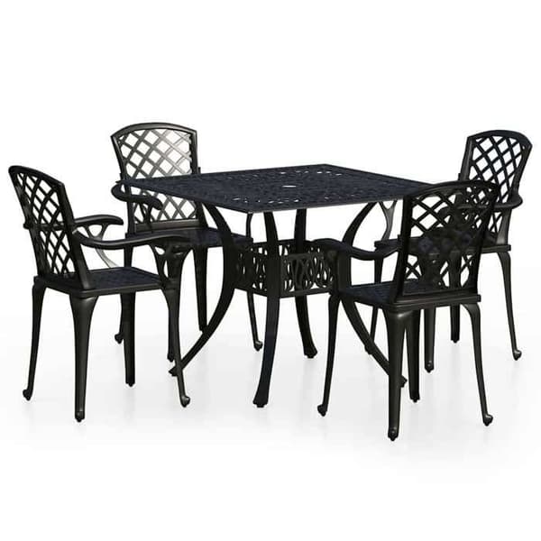 Maison Exclusive - Bistro sæt 5 stk. støbt aluminium sort