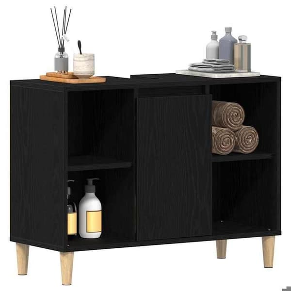 Maison Exclusive - Underskabs møbel Sort eg 80x33x60 cm Ingeniørtræ