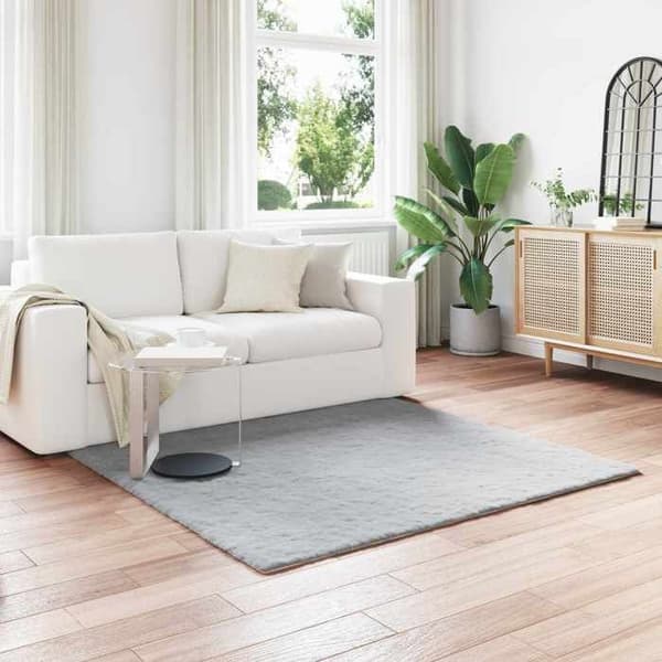 Antislipmatta - EXKLUSIV HEM - OLITE - Falsk päls polyester - Grå 160 x 160 cm - Antislip baksida Grå