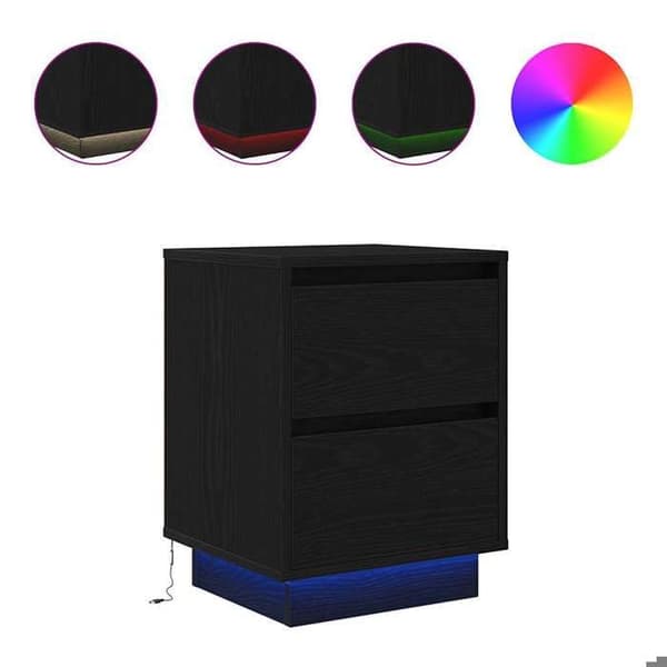 Maison Exclusive - Natbord med LED-lys sort 38x34x50 cm