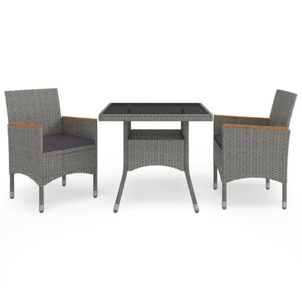 Maison Exclusive - Trädgårdsset 3 delar Grå flätad resin och akacia Grå
