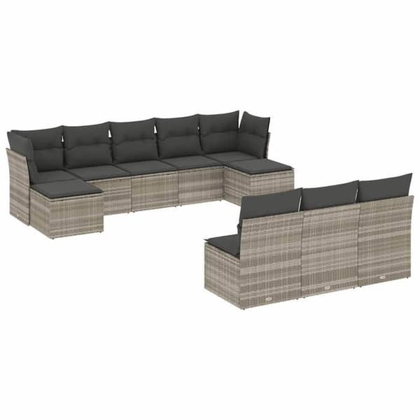 Maison Exclusive - Trädgårdsmöbler med kuddar 10 delar ljusgrå flätad resin