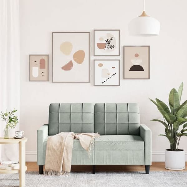 Maison Exclusive - Soffa 2-sits Grå 120 cm Sammet Ljusgrått