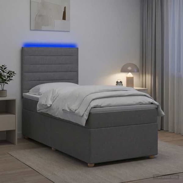 Maison Exclusive - Boxspring seng med madras Lys grå 100 x 200 cm Stof Ljusgrått