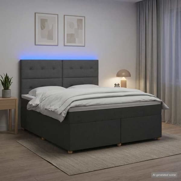 Maison Exclusive - Boxspring säng med madrass Mörkgrå 140 x 200 cm Tyg