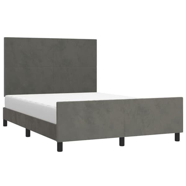Sengestel - EKSKLUSIV HUS - 140x190 cm - Velour - Mørkegrå - Justerbar hovedgærde mörkgrå