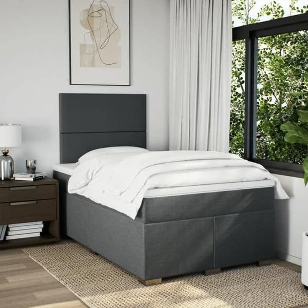 Maison Exclusive - Seng med lameller og madras Mørkegrå 120x200cm Stof
