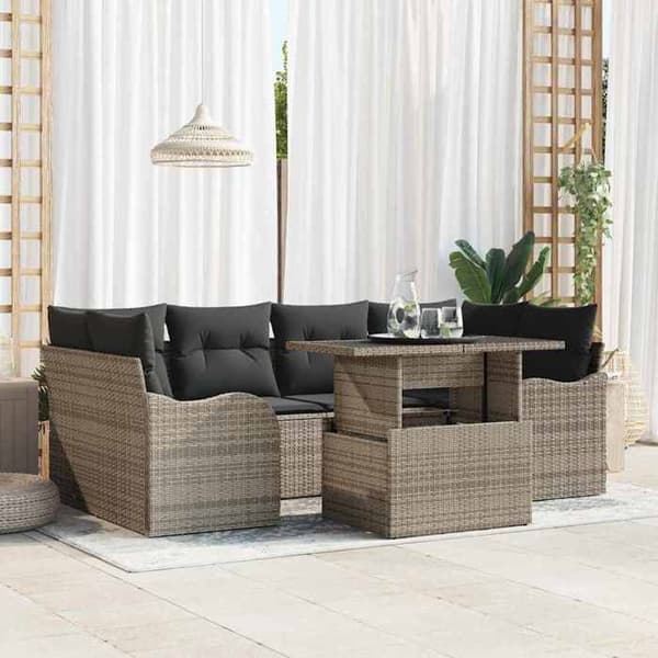 Maison Exclusive - 7-osainen puutarhakalustesarja 6-hengen harmaa