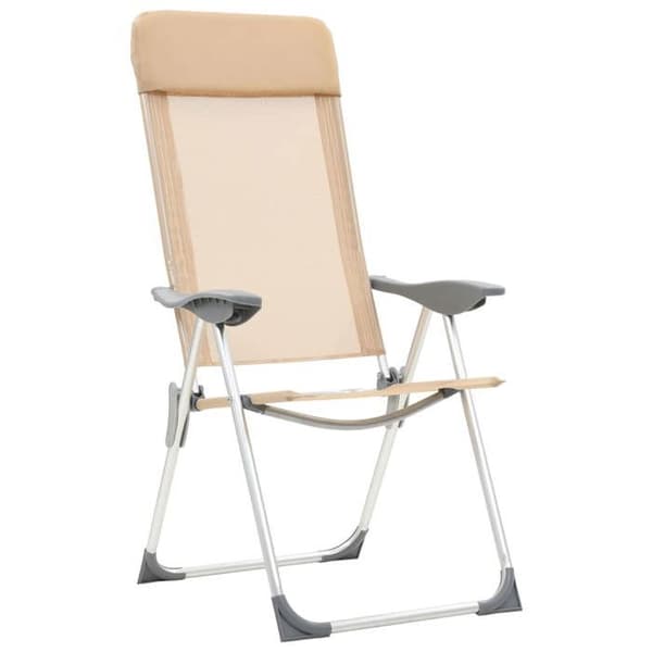 Maison Exclusive - Fällbara campingstolar set om 4 Creme Aluminium