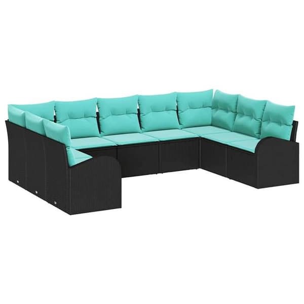 Maison Exclusive - 9-delt have-sofa sæt i sort og turkis polyrotin