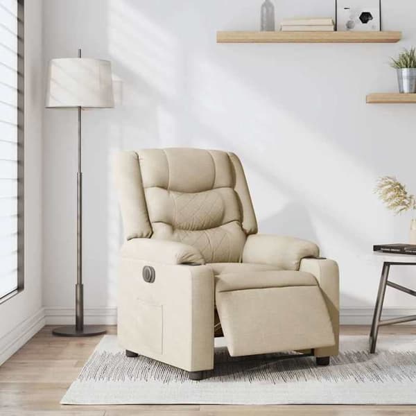 Maison Exclusive - Elektrisk lutbar fåtölj Creme Tyg