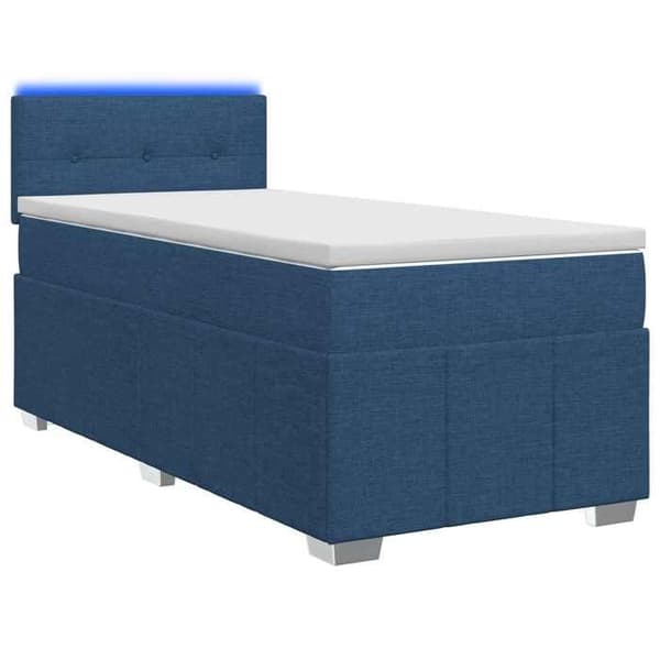 Sängram med madrass - EXKLUSIV HEM - Boxspring - Blå - 90 x 200 cm - Inbyggd LED Blå