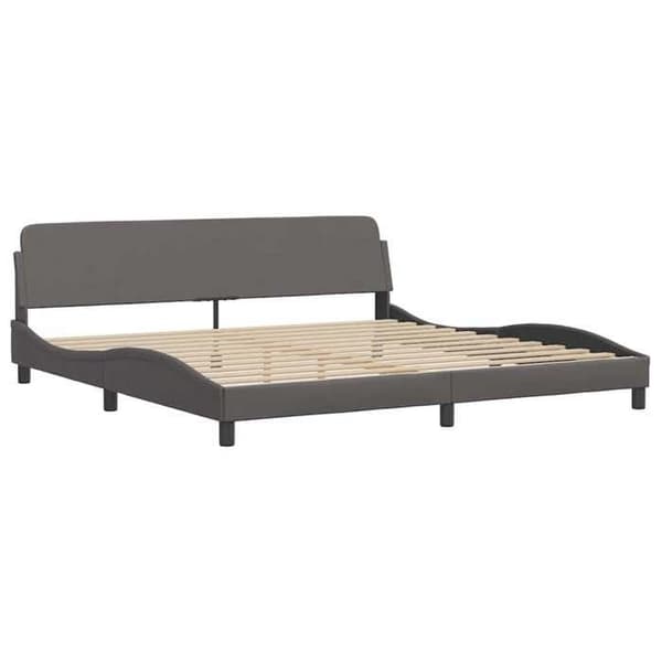 Sengestel - EKSKLUSIV HUS - Hvar - 200x200 cm - Grå kunstlæder - Lamelseng Grå