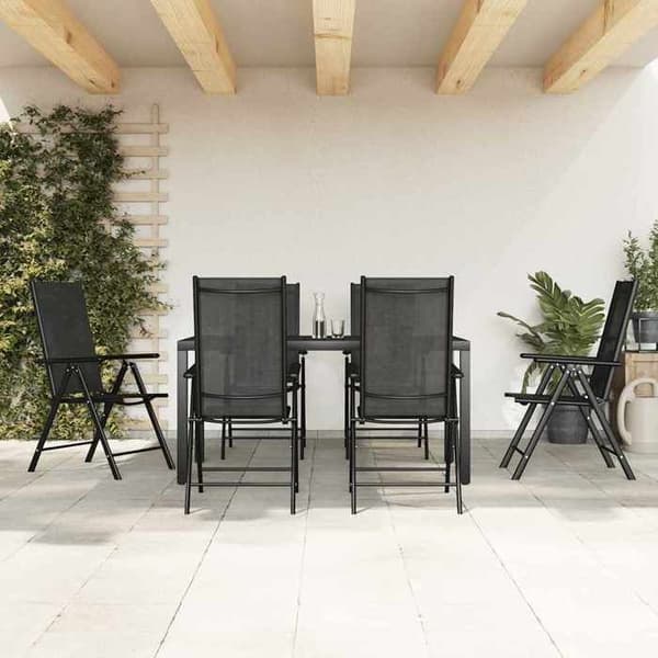 Maison Exclusive - 7 dele have spisebordssæt i sort aluminium Svart
