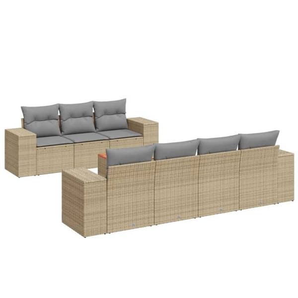 Maison Exclusive - Trädgårdsmöbler med kuddar 8 delar beige flätad resin