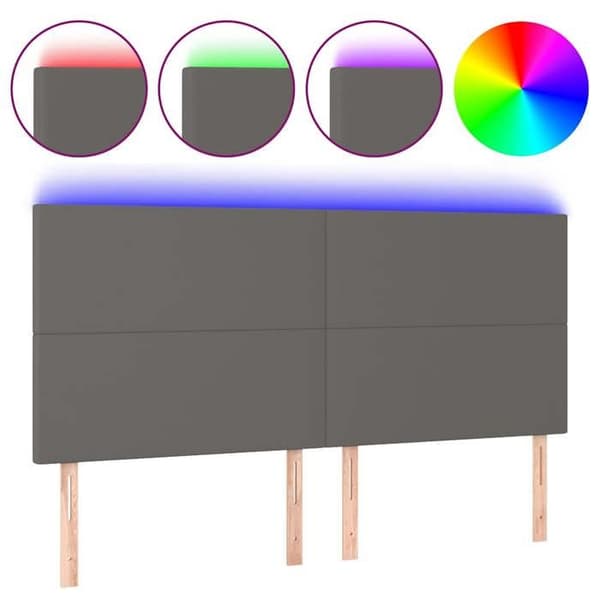 Maison Exclusive - LED Hovedgærde Grå 160x5x118/128 cm Simil læder