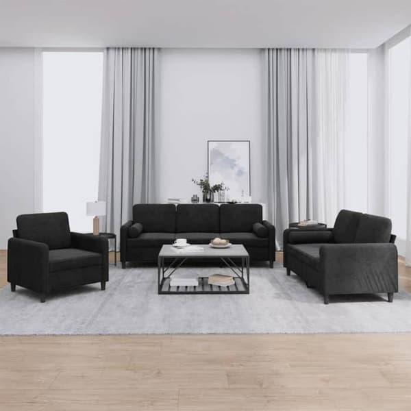 Maison Exclusive - Sæt af 3 sofaer med sorte velourpuder