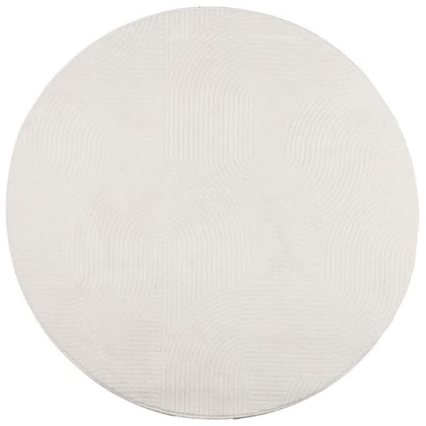 Tæppe - MAISON EXCLUSIVE - IZA - Rund Ø120 cm - Korte hår 100% polyester - Skridsikker bagside Grädde