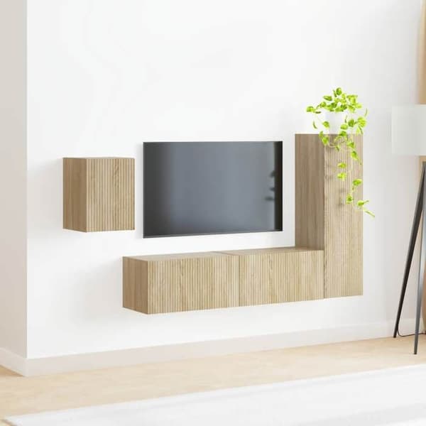 Maison Exclusive - TV-møbel sæt 4 dele Sonoma eg ingeniørtræ