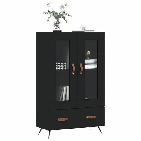 Maison Exclusive - Svart hög buffé 69,5x31x115 cm ingenjörsträ