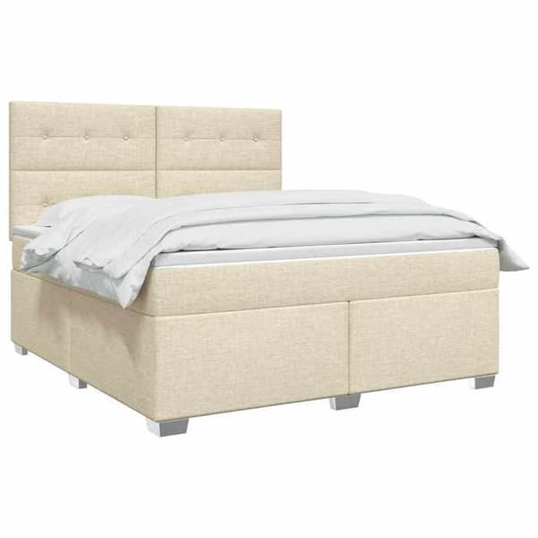 Maison Exclusive - Boxspring säng med madrass Crème 140 x 200 cm Tyg Grädde