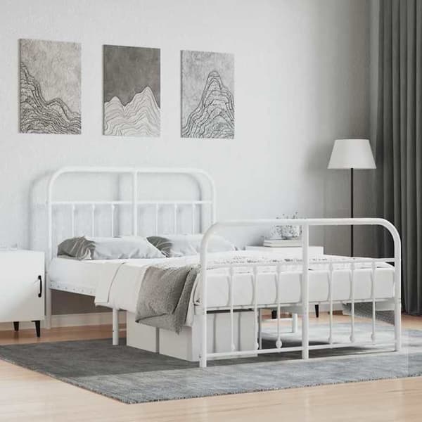 Sengestel - EKSKLUSIV HUS - 120x190 cm - Pulverlakeret stål - Hvid - Lamelseng Vit