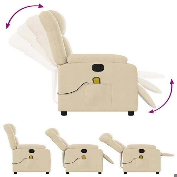 Maison Exclusive - Lutad massagefåtölj i krämfärgad tyg