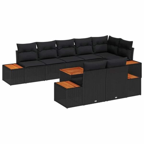 Maison Exclusive - 8-delars trädgårdsoff-set 8-sits svart Svart