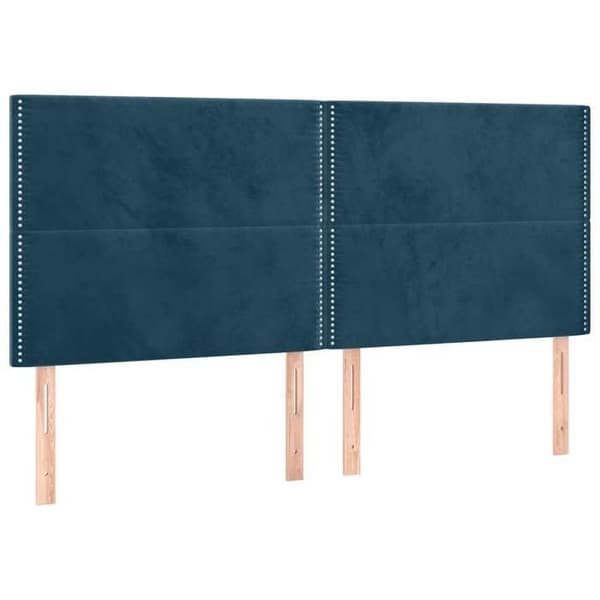 Sänggavel - Maison Exclusive - Inbyggd LED - Mörkblå sammet - 200x5x118/128 cm Mörkblå