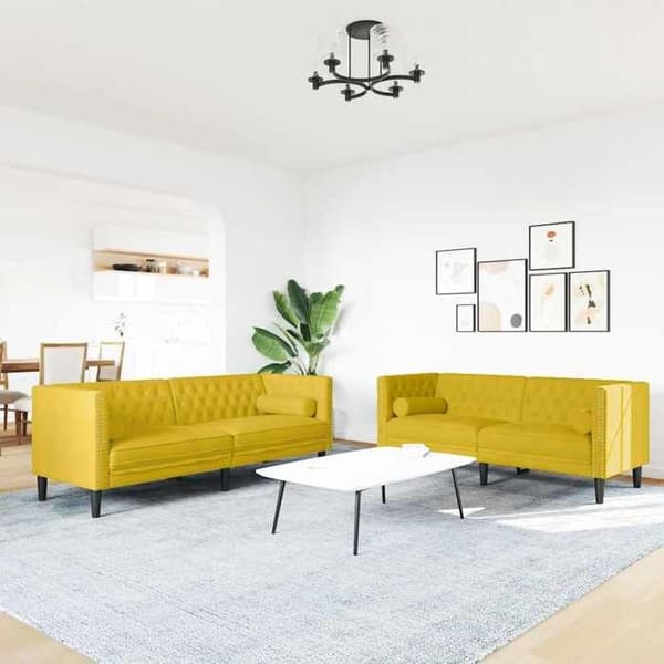 Maison Exclusive - Chesterfield-soffgrupp med 2 st kuddar i sammet