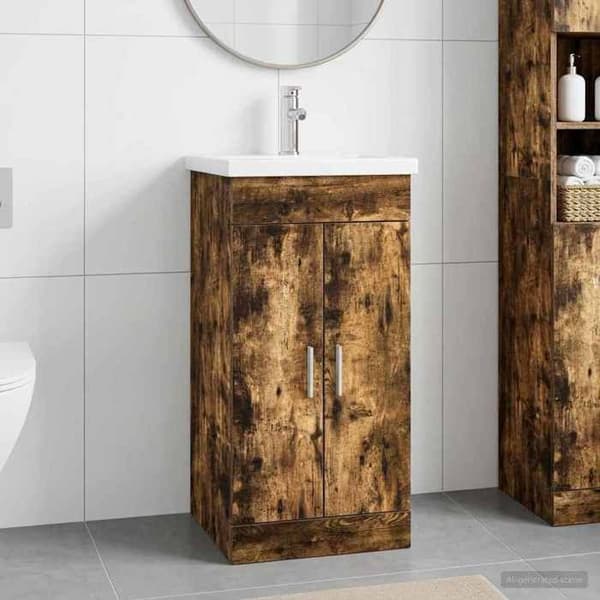 Maison Exclusive - Badeværelsesmøbel med vask Røget eg 42 x 40 x 84,5 cm